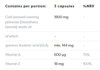 Huile de primevère 1800 mg | avec vitamine A&E - 120 capsules de gel