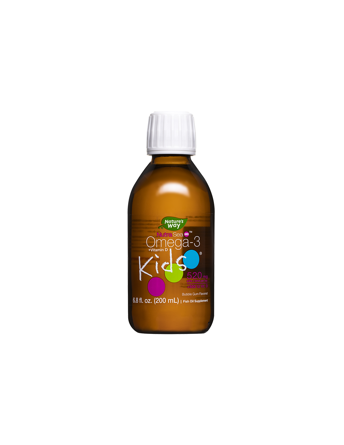 Oméga-3 + vitamine D3 pour les enfants - Nutrasea Kids - Formule liquide hautement digestible, 200 ml, avec saveur de gomme