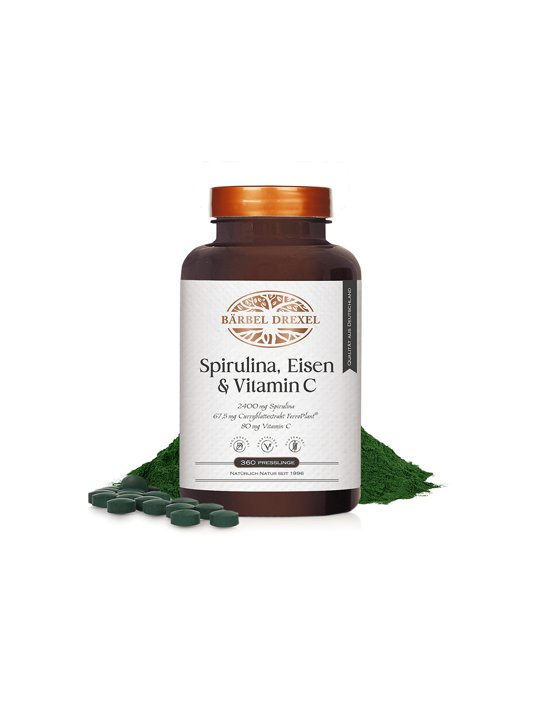 Spiruline et curry Iron & Acerola Vitamine C - Formule d'anémie et de fatigue, 360 comprimés