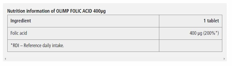 Acide folique 400 mcg/Acide folique - 30 comprimés <tc>Olimp</tc>
