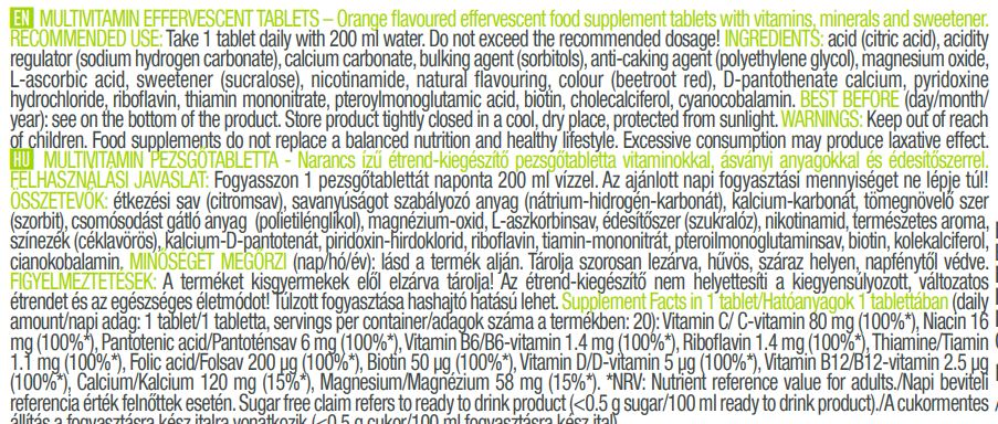 Onglets multivitamines/20 effervescents