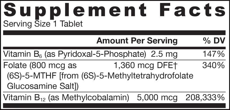 Méthyl B-12 5000 MCG et folate méthyle 800 mcg - 60 comprimés sublinguaux