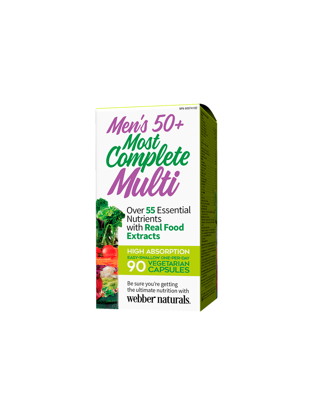 Multivitamines pour hommes de 50 ans et plus - Le multivitamines le plus complet pour hommes de 50 ans et plus, 90 capsules végétariennes <tc>Webber Naturals</tc>