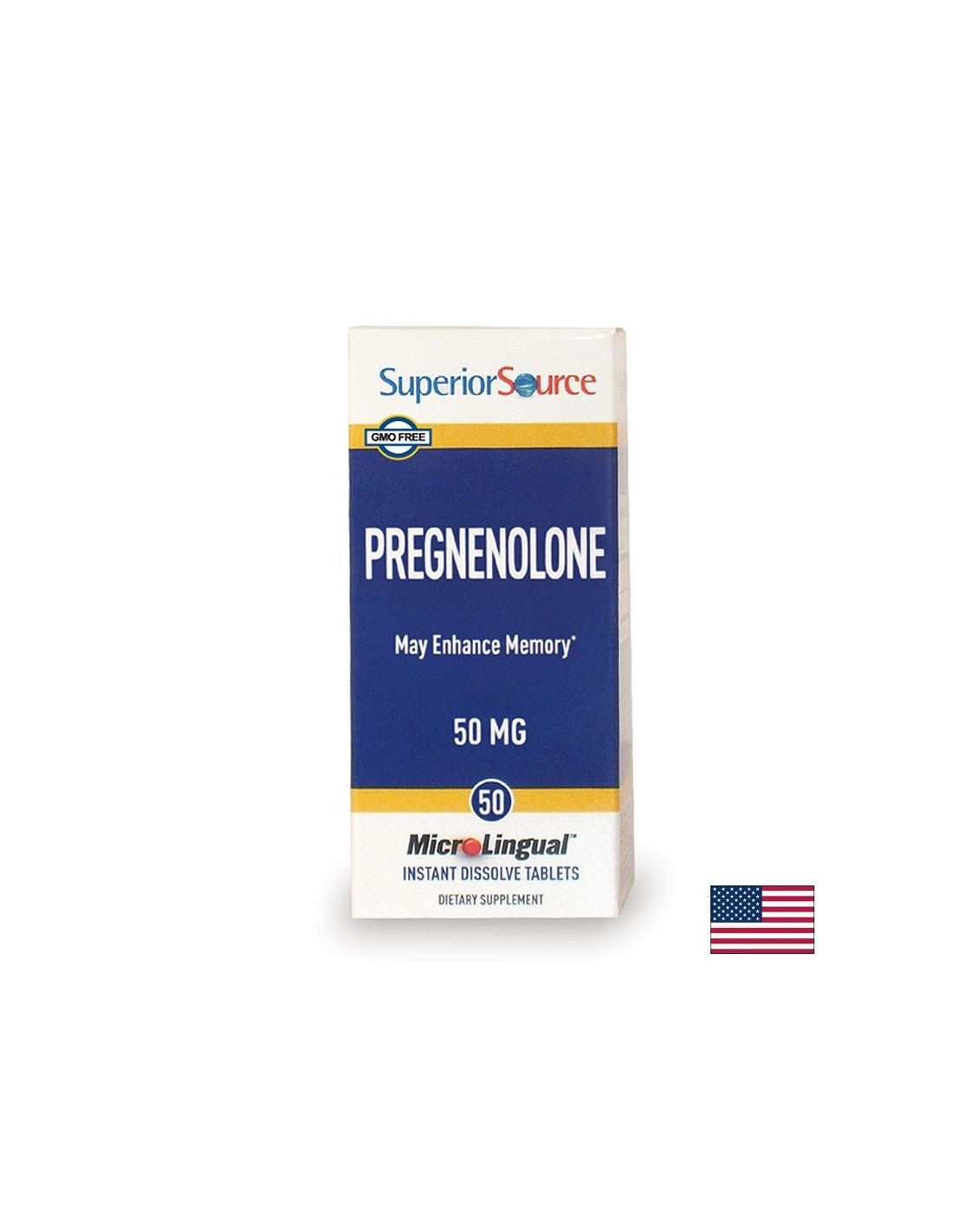 Mémoire et concentration – Prégnénolone, 50 mg x 50 comprimés sublinguaux <tc>Superior Source</tc>