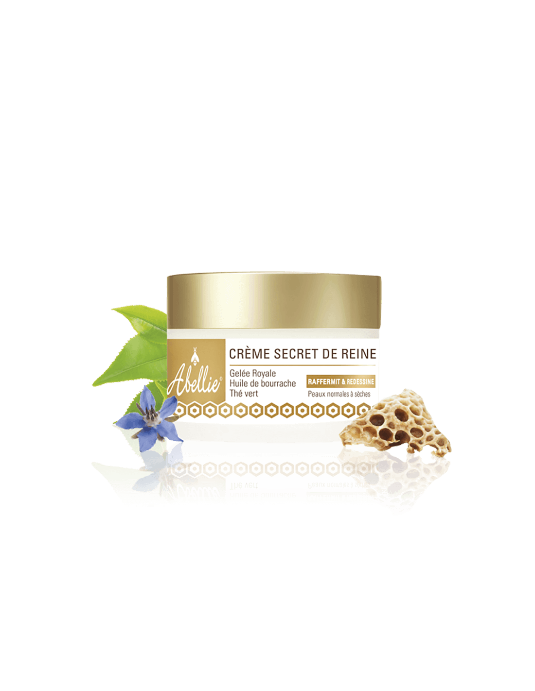 Crème pour le visage avec huile de bourrache, gelée royale et bio de thé vert, 50 ml