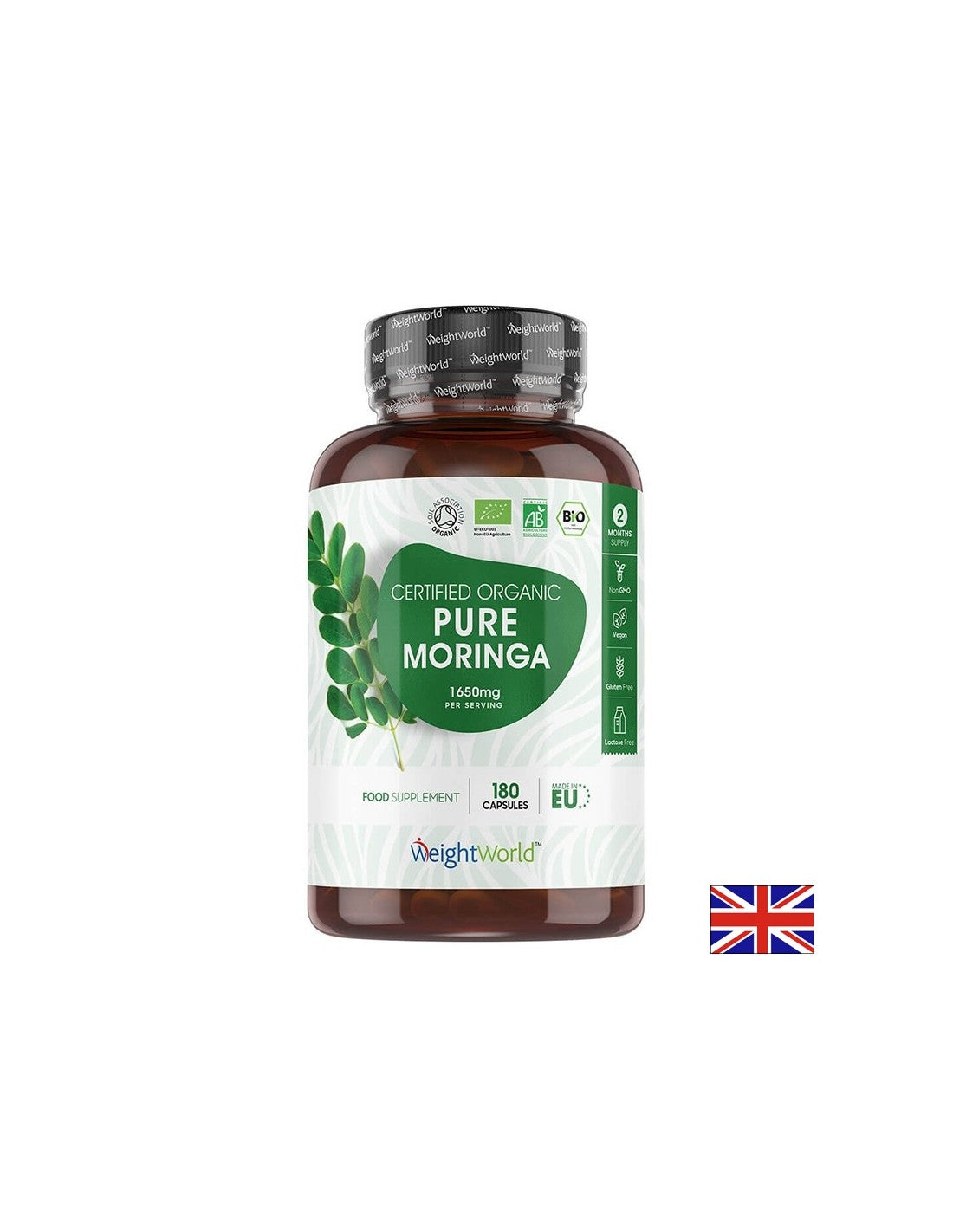 Antioxydant, régule la glycémie - Moringa, 550 mg x 180 capsules