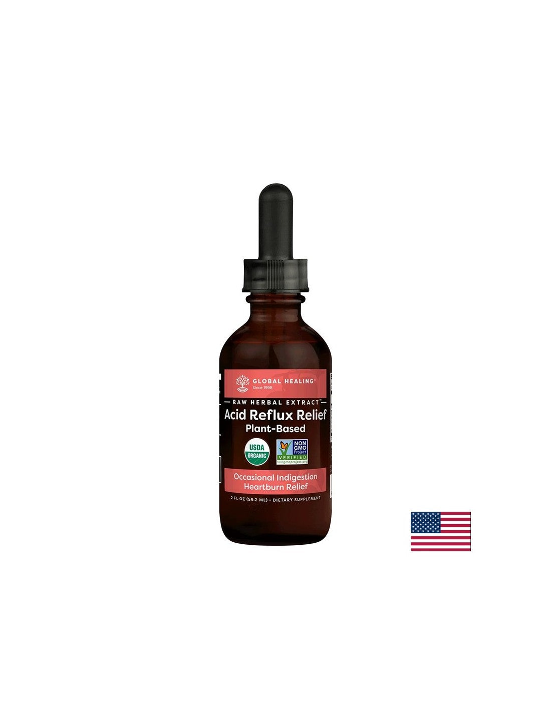 Pour le reflux gastrique et les brûlures d'estomac - gouttes avec des extraits à base de plantes, des huiles végétales et du vinaigre de cidre de pomme, 59,2 ml