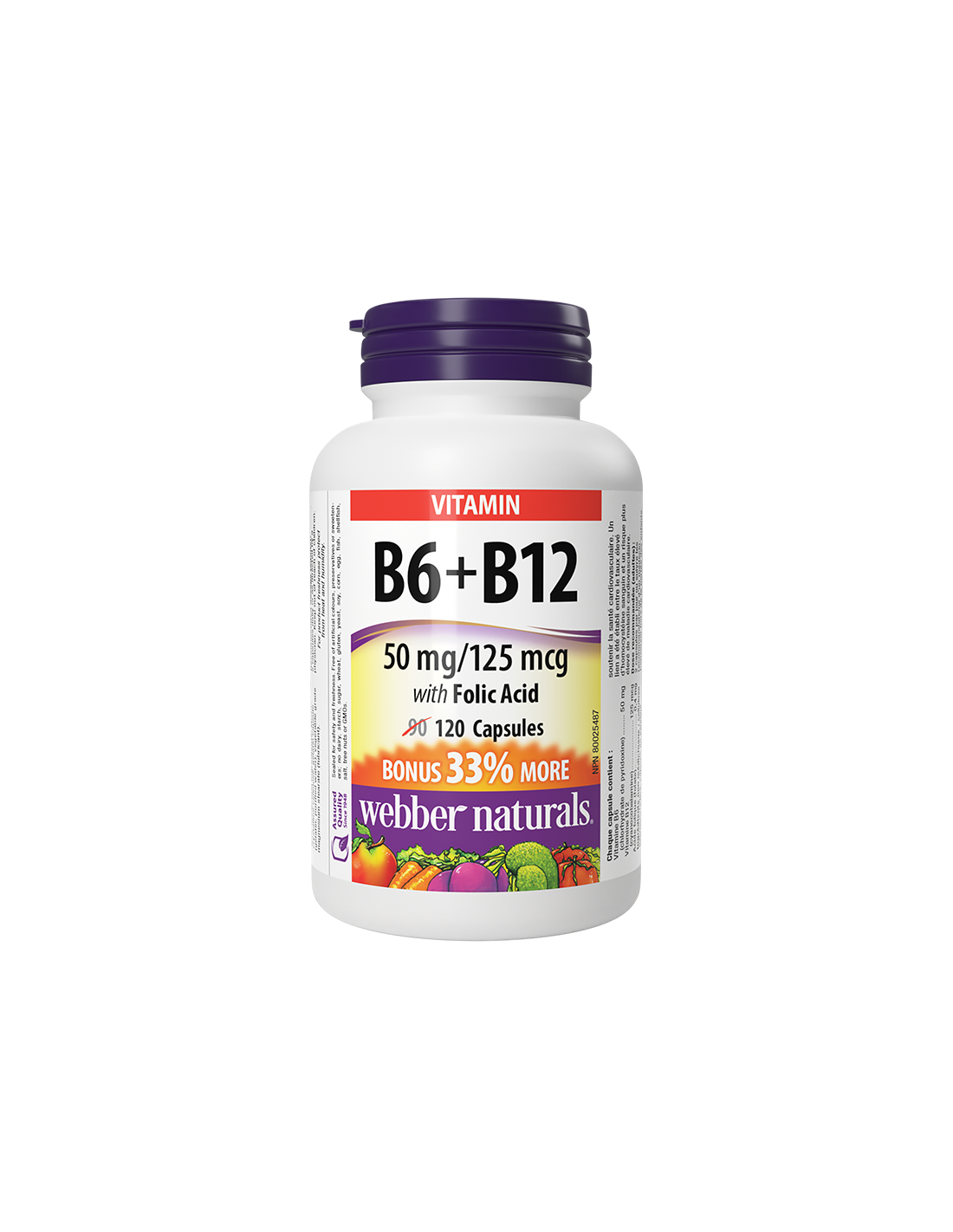 Réduit les niveaux d'homocystéine et soutient le cœur - vitamine B6 + B12 + acide folique, 120 capsules