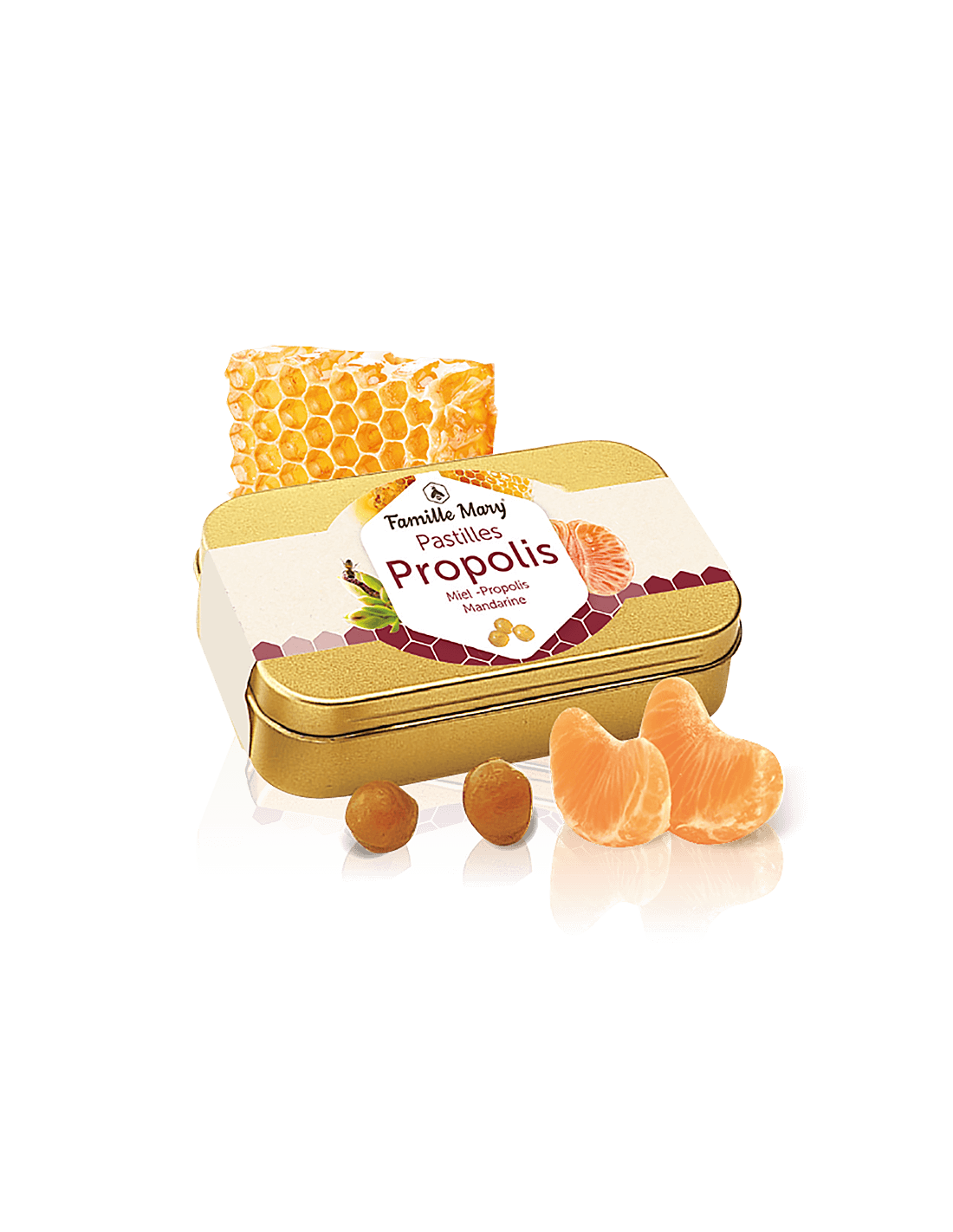 Sucettes avec du miel et de la propolis, saveur de mandarine, 60 g