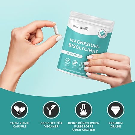 Magnesium Bisglycinate 60 capsules 320 mg Vegan Nutravita - Nutra Best Europe