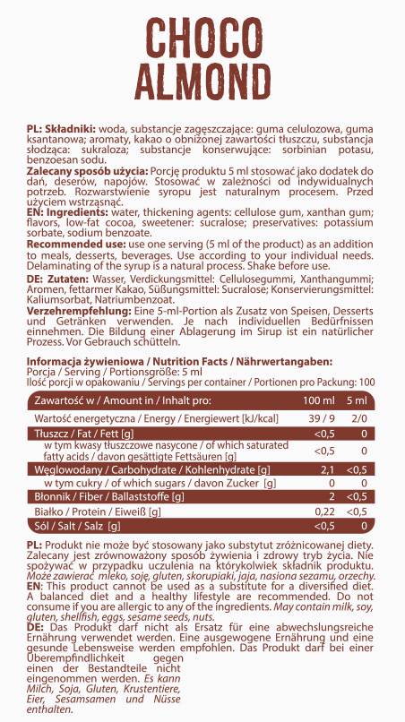Sirop zéro calorie | Choco Almond - 500 ml