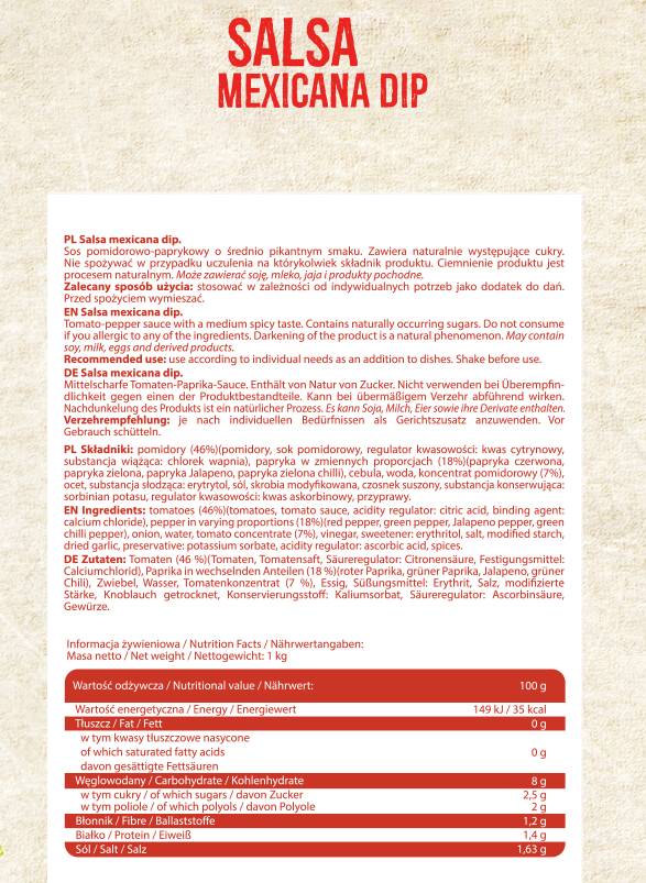 Salsa Mexicana Dip - 1000 grammes
