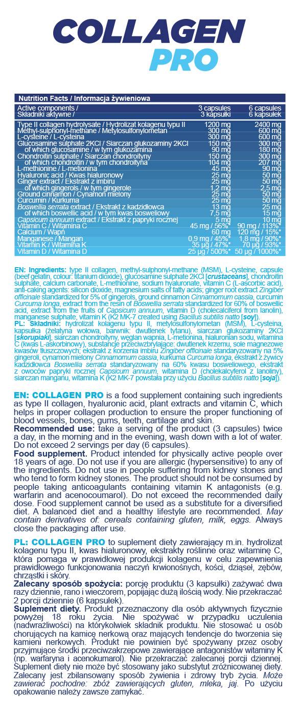 Collagène Pro Caps | avec glucosamine, chondroïtine, hyaluronique, boswellia - 180 capsules
