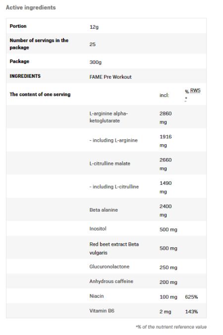 Fame avant l'entraînement - 0,300 kg