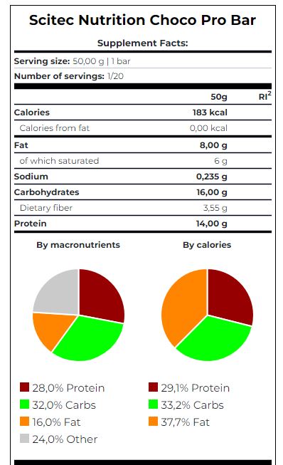 Choco Pro Bar Box/20 x 50 g
