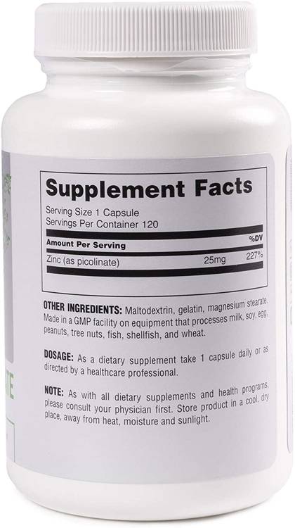 Picolinate de zinc 25 mg 120 capsules