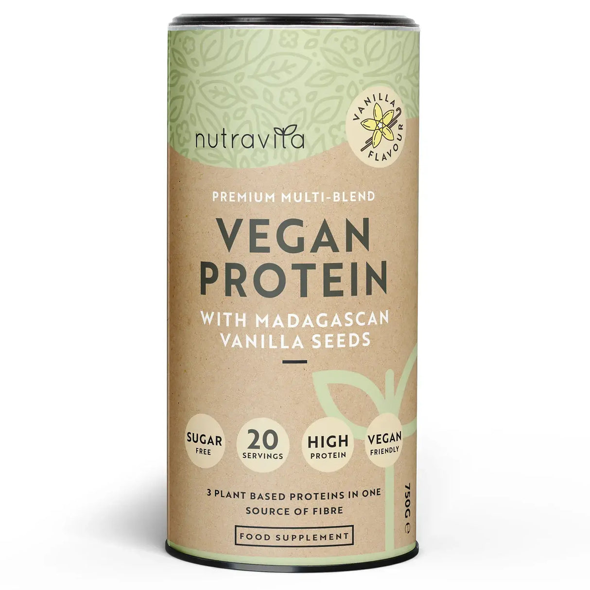 Protéines végétaliennes + enzymes - 750 g (vanille) <tc>Nutravita</tc>