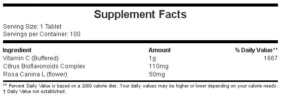 Vitamine tamponnée C 1000 mg/100 onglets
