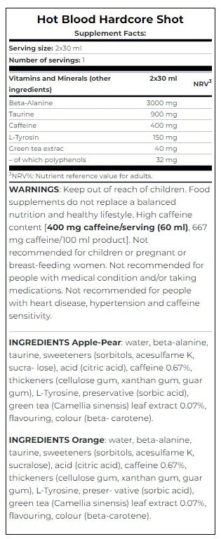 Boîte de tir hardcore de sang chaud/12 x 60 ml