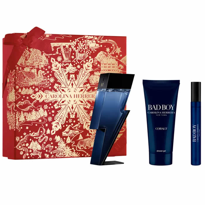 <tc>CAROLINA HERRERA</tc> Eau de parfum en vaporisateur Bad Boy Cobalt 100 ml, coffret 3 pièces