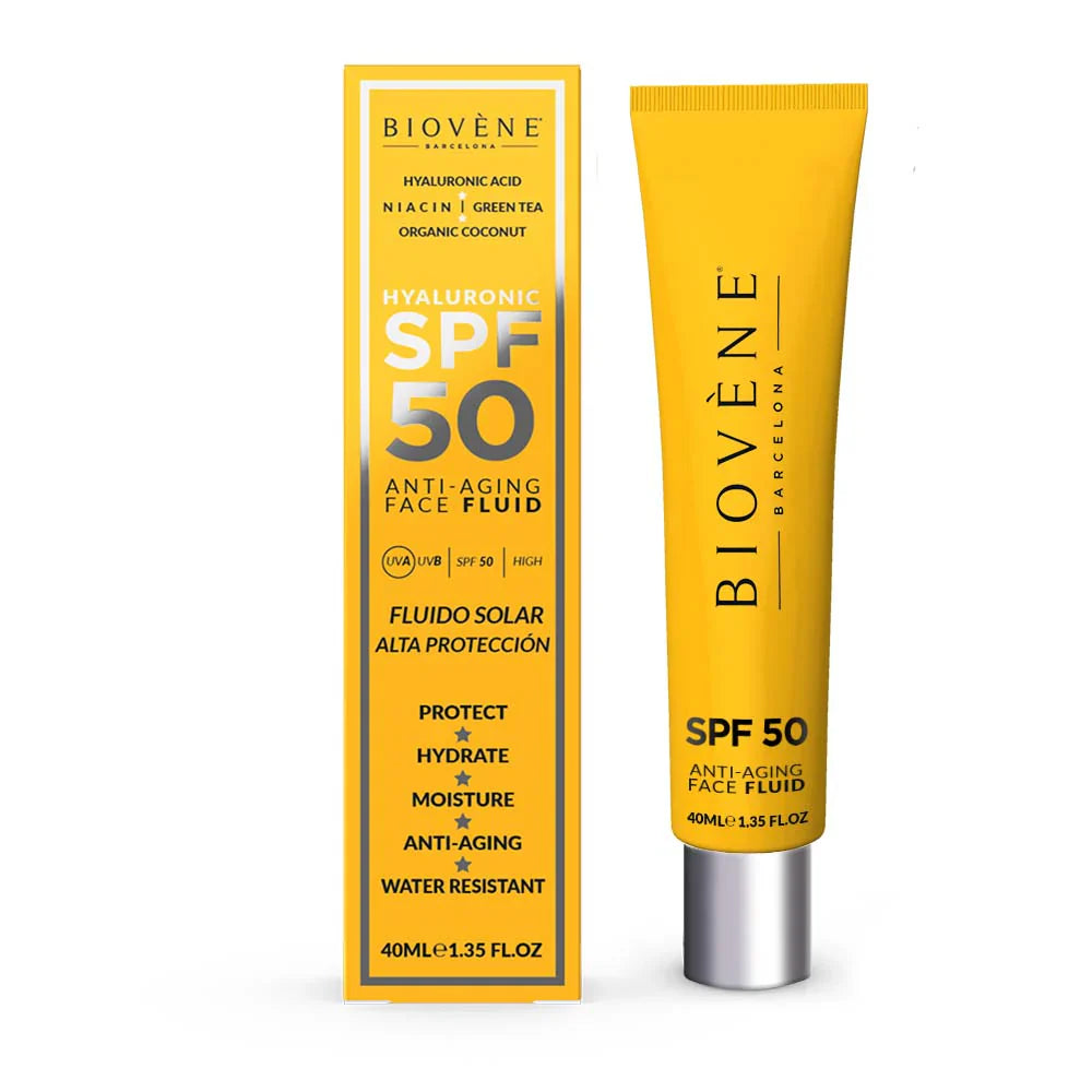 Crème solaire du visage hydratant SPF 50 avec un acide hyaluronique anti-âge - 40 ml