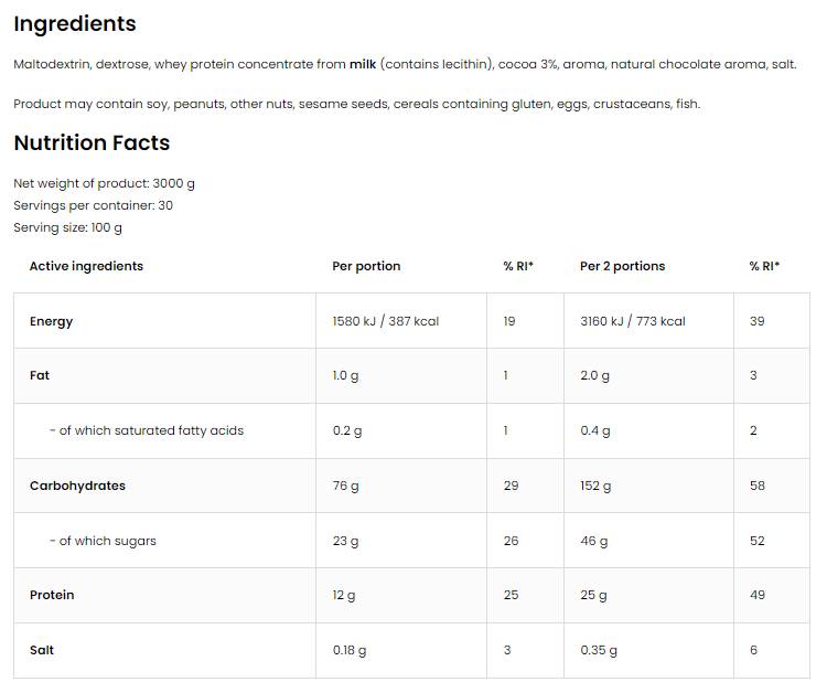 Masse IT/GAGENER DE LIMITEMENTS 3000 grammes