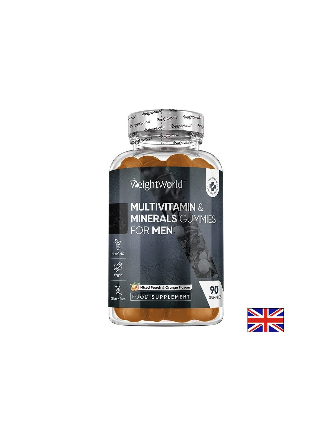 Multivitamines et minéraux pour hommes, 90 comprimés de gelée avec saveur de fraise et de framboise