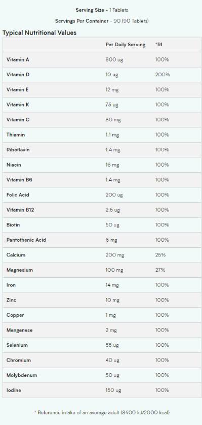 A - Z Multivitamin - 90 comprimés