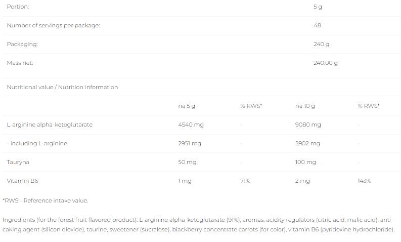 Aakg Powder aromatisé - 240 grammes