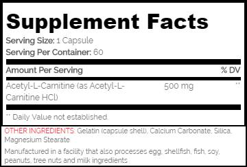 Alcar 500/acétyl L-carnitine 60 Capsules