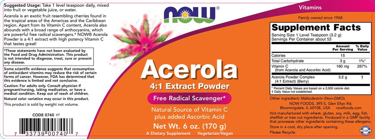 Acerola 4: 1 Extrait de poudre - 170 grammes