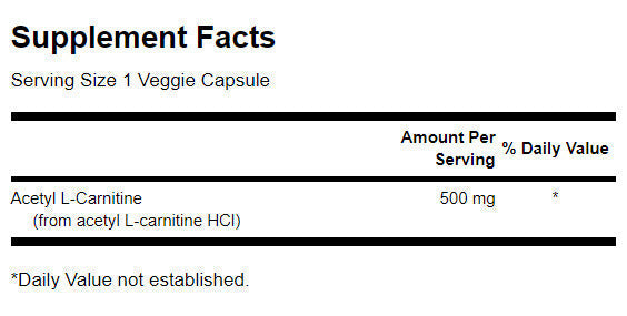 Acétyl L-carnitine 500 mg - 100 capsules