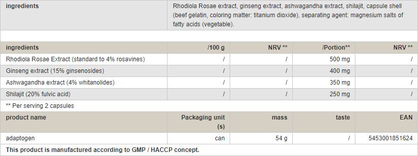 Adaptogène - 60 capsules