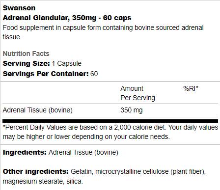Capsules glandulaires surrénales 350 mg 60