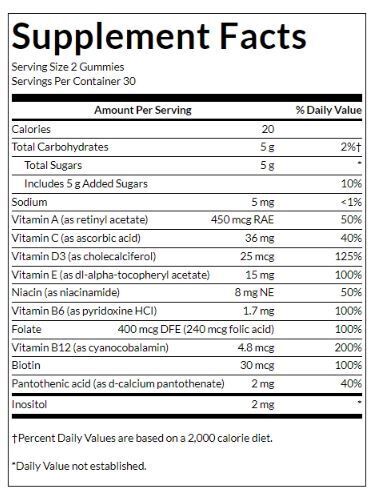 Gummies multivitamines adultes | Pêche, orange et fraise - 60 comprimés à croquer