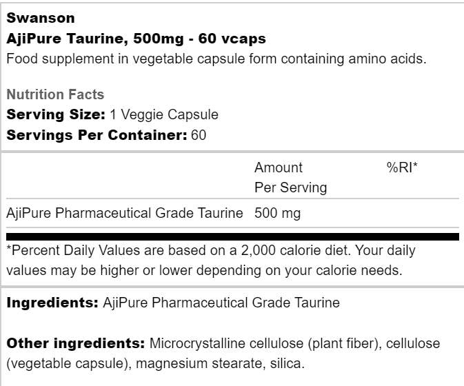 Ajipure taurine 500 mg 60 capsules