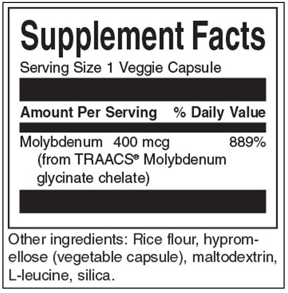 Albion chélé molybdène 400 mcg - 60 capsules