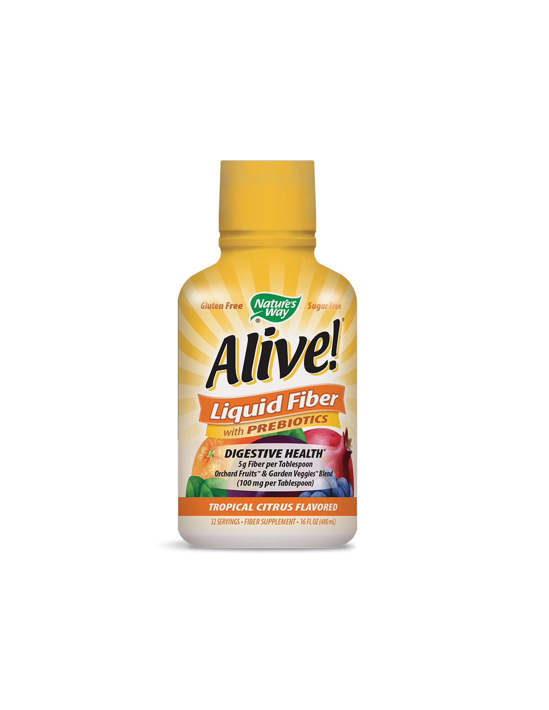 Fibres liquides avec prébiotiques <tc>Alive</tc> - <tc>Alive</tc>! Fibres liquides avec prébiotiques, 480 ml, 32 doses (saveur agrumes)