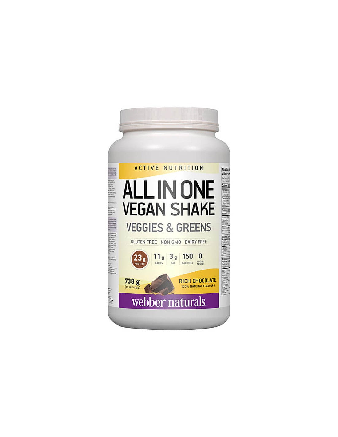 All In One Vegan Shake - Protéine végétalienne avec saveur de chocolat, 738 g de poudre