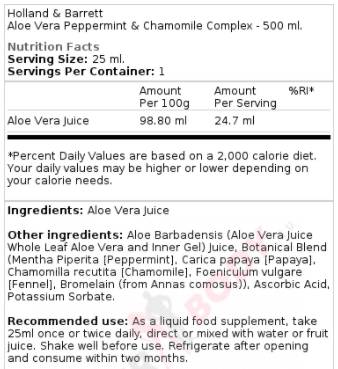 Jus d'aloe vera avec enzymes digestives 500 ml