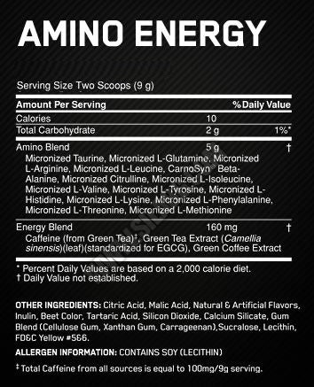 Taille d'essai énergétique amino - 10 Serv./90 gr.