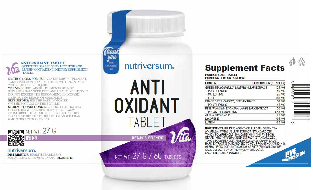 Comprimé antioxydant | Comprimés antioxydants de formule 60
