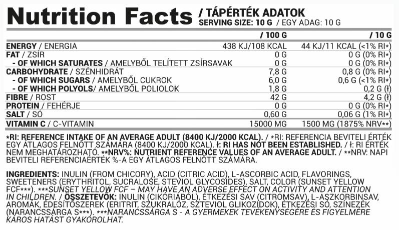 Aqua + | Poudre de boisson rafraîchissante avec de la vitamine C et de l'inuline - 10 grammes