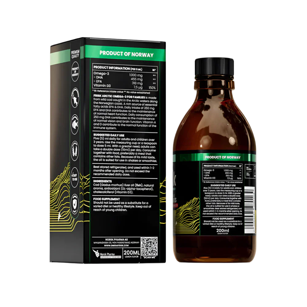 Liquide de l'Arctique - Omega-3 liquide - Flavour du citron/100% morue sauvage de la Norvège - 200 ml