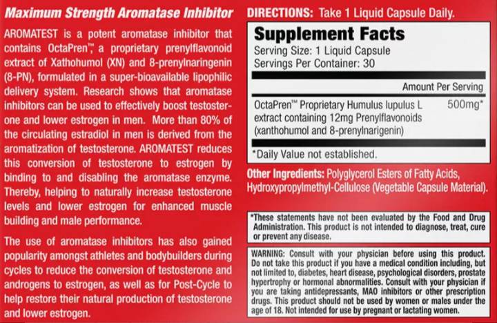 Aromatest - Octapren 500 mg | Inhibiteur aromatase de résistance maximale - 30 capsules de gel