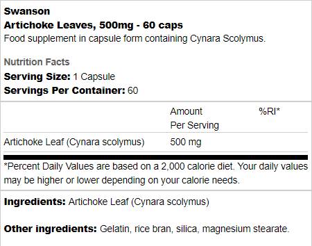 Artichaut laisse 500 mg 60 capsules