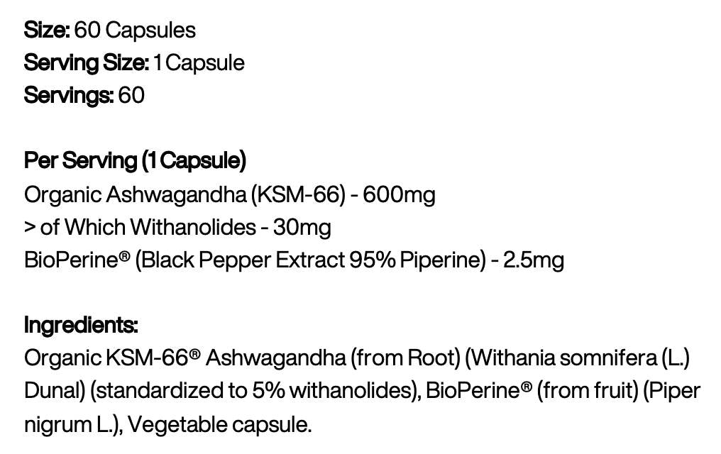 Ashwagandha KSM-66 600 mg - 60 capsules