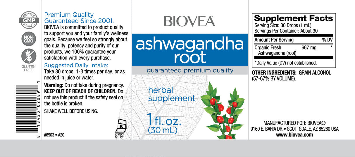 Ashwagandha Root Root Liquid Drops/30 ml