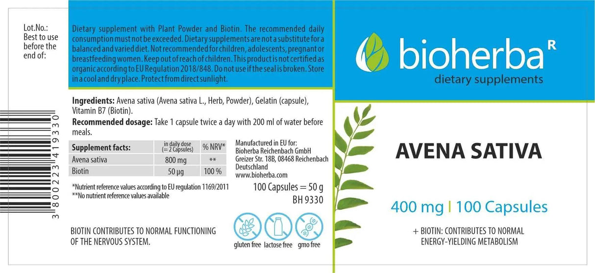 Avena sativa 200 mg - 100 capsules