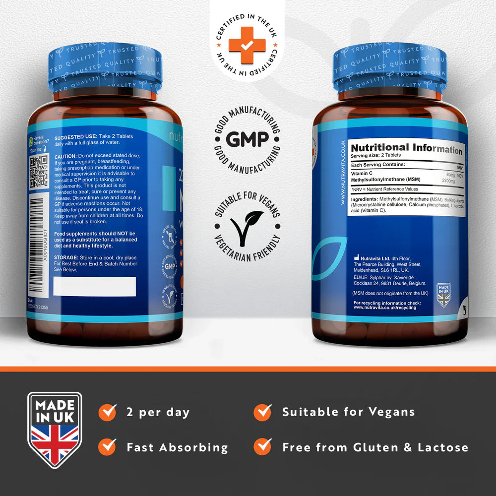 MSM 2200 mg (os et articulations) - 365 comprimés